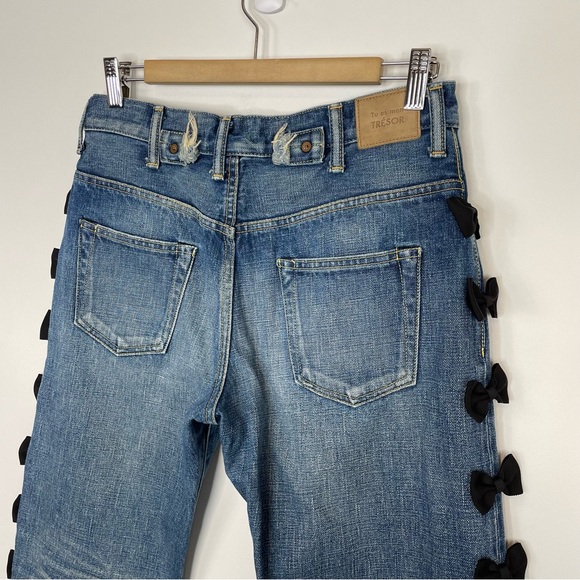 Tu Es Mon Tresor Japan Selvedge Denim Button Fly Bow Jeans - Picture 9 of 13